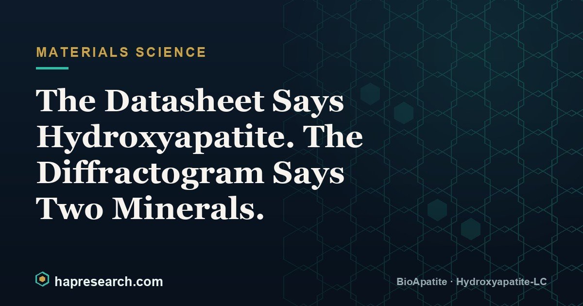 The Datasheet Says Hydroxyapatite. The Diffractogram Says Two Minerals.